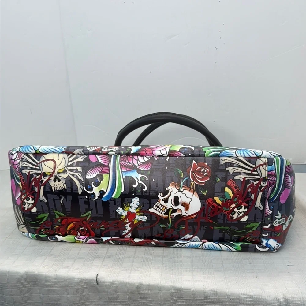 Ed Hardy Black and Red Shoulder Bag with Tattoo-Inspired Design